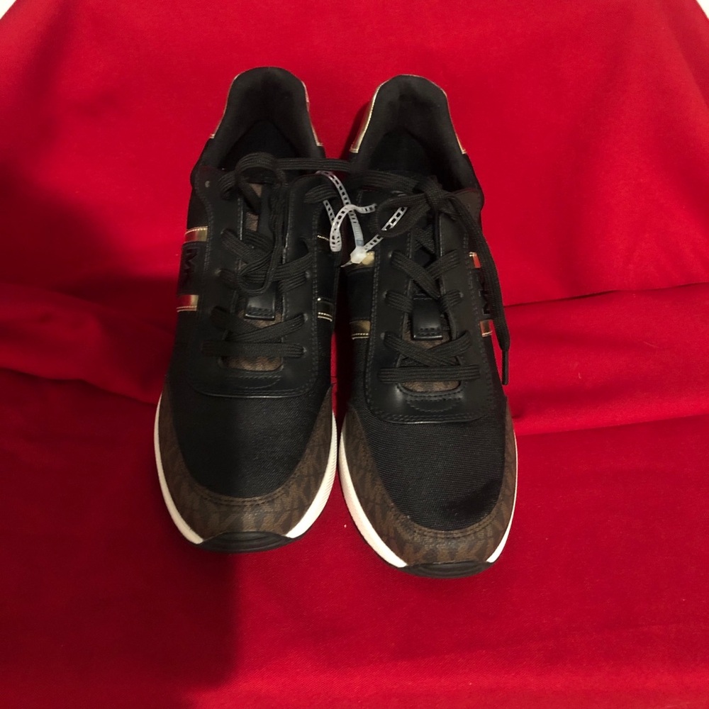 Michael Kors Black Sneakers with Brown Accents